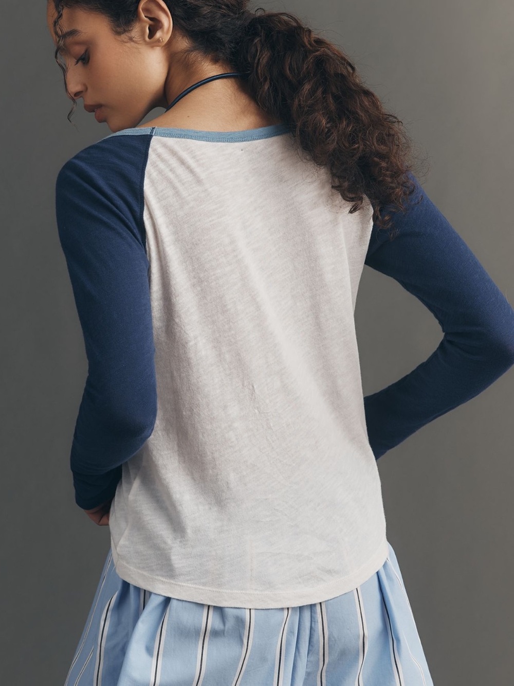 Anthropologie Ringer Tee Heritage Scoop Neck Long Sleeve New Small San Francisco - Picture 2 of 15